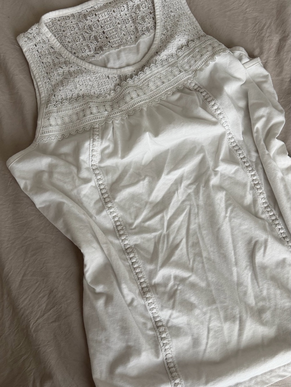 Lace Yoke Cotton‎ Shirt in White